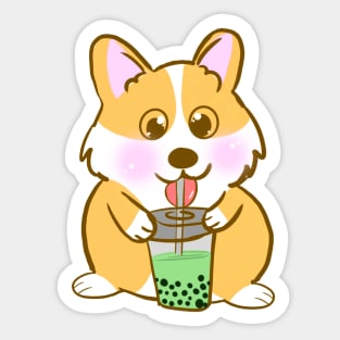 Corgi Bubble Tea Kawaii Corga Dog Sticker